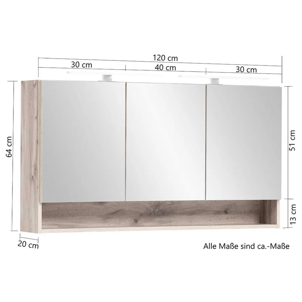 Sale 120 cm Spiegelschrank Vressa Spiegelschränke