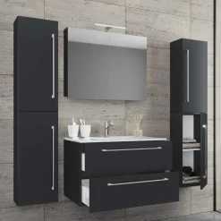 Outlet Bad Set 4-teilig schwarz Bonsai Badmöbel Sets