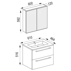 Outlet Bad Set 4-teilig schwarz Bonsai Badmöbel Sets