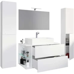 Hot Bad Set weiß 4-teilig Pseidoca Badmöbel Sets