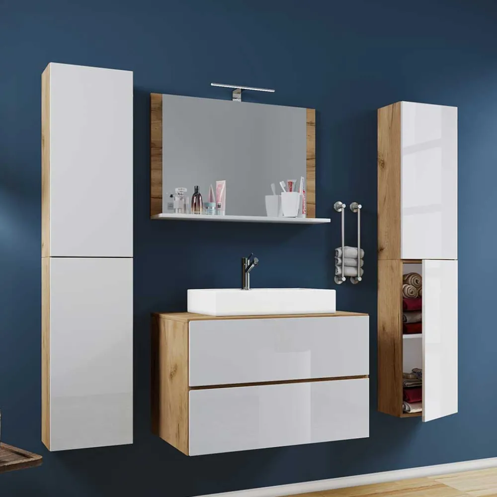 Best Badezimmereinrichtung zweifarbig Entradaro Badmöbel Sets