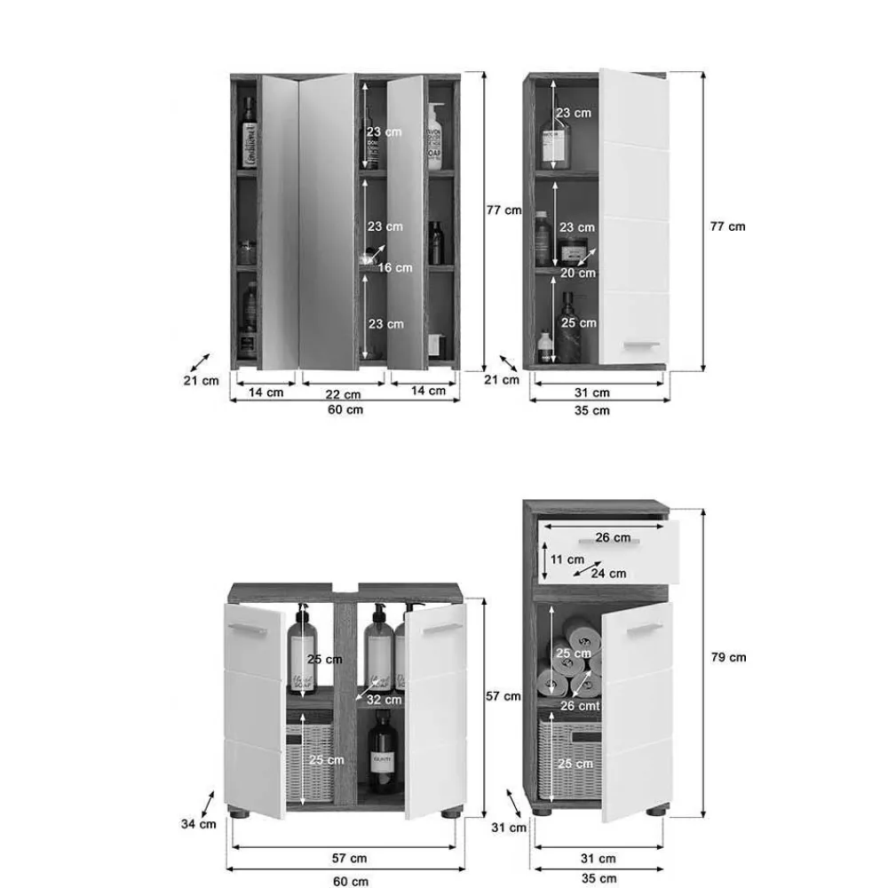 Badezimmermöbel Set Servi*Pharao24 Outlet