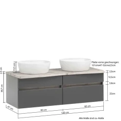 New Badmöbel mit 2 Becken Pegruan Badmöbel Sets