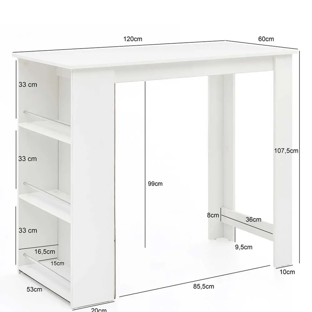 Outlet Bartisch in Weiß Salverna Barmöbel