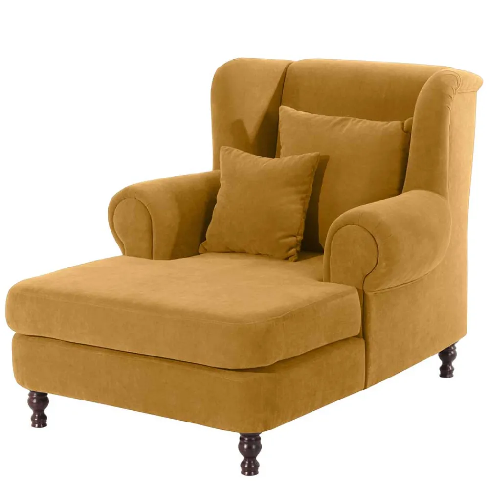 Outlet Bigsessel gelb Velours Sylvie Ohrensessel