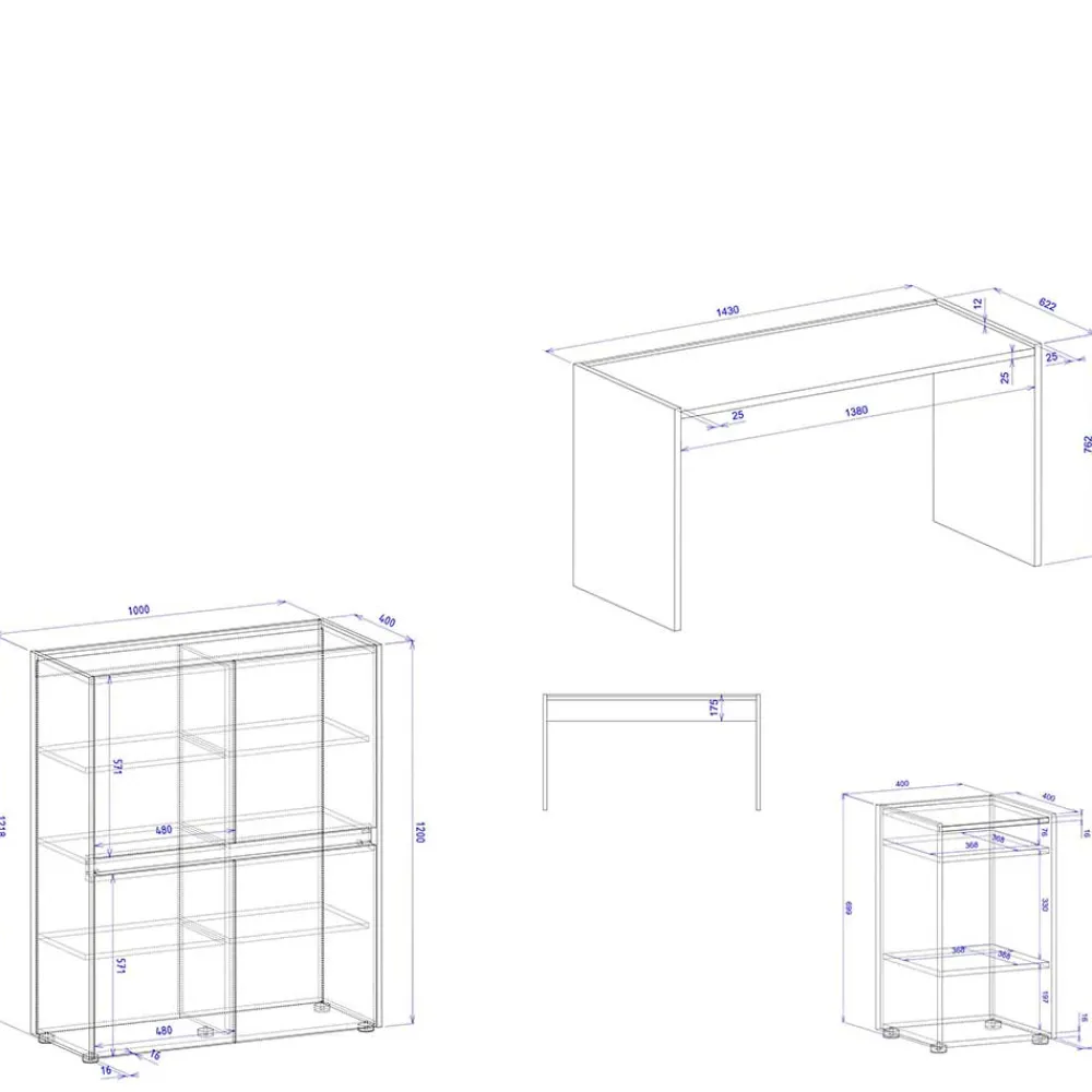 Outlet Büromöbel Set 3-teilig Rascian Büromöbel Sets