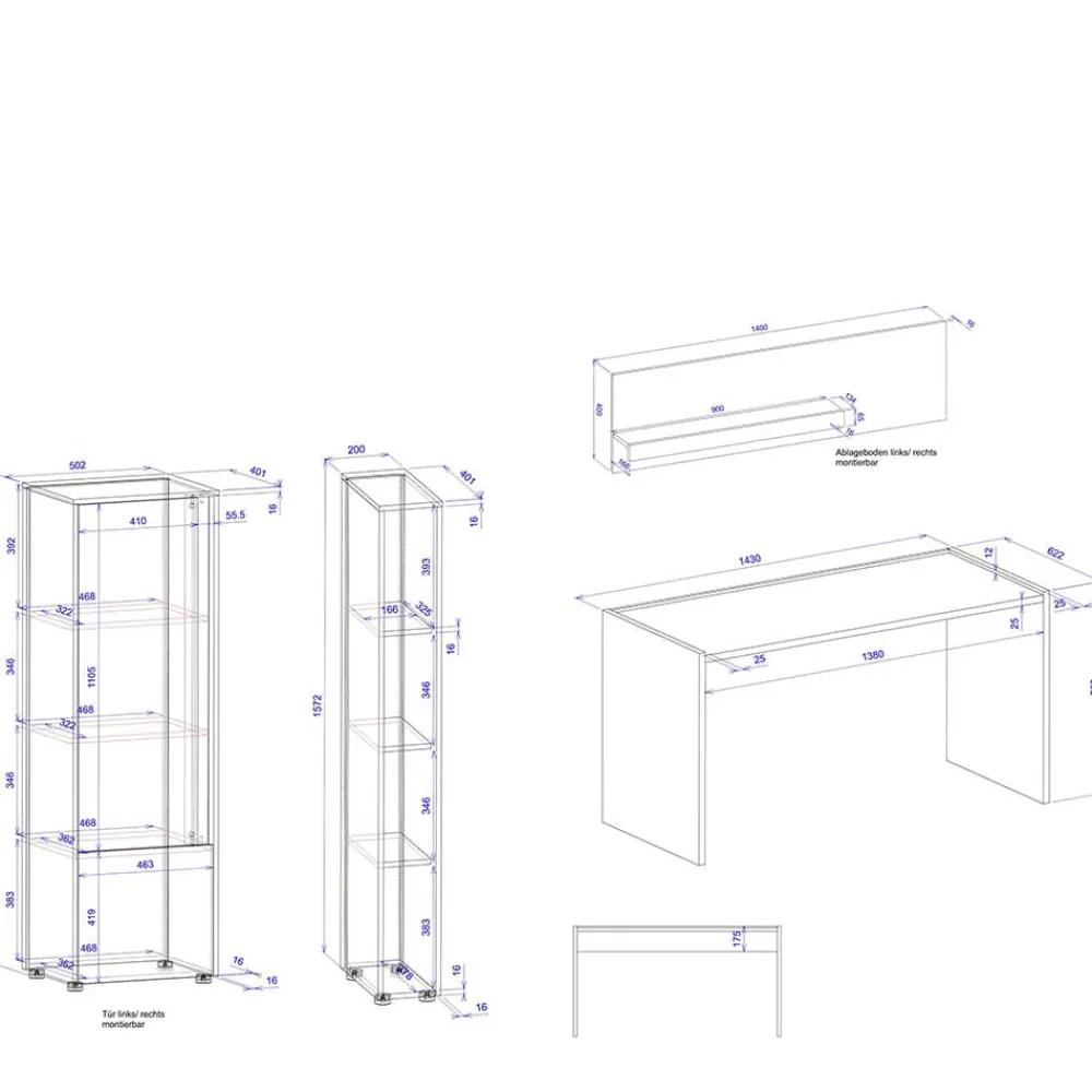New Büromöbelset 4teilig Rascian Büromöbel Sets