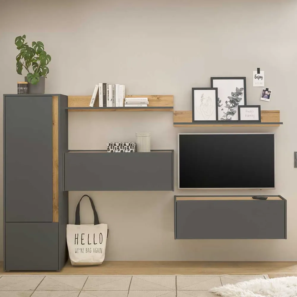 Outlet Design Wohnwand mit Schreibtisch Uzniana Moderne Wohnwände|Wohnwand 250 Cm