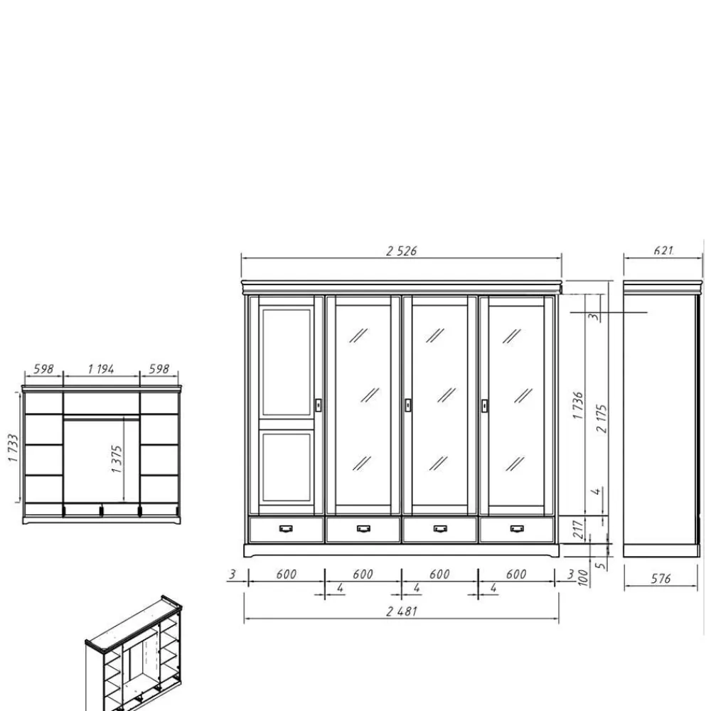 Drehtürenschrank Aluko*Pharao24 Discount