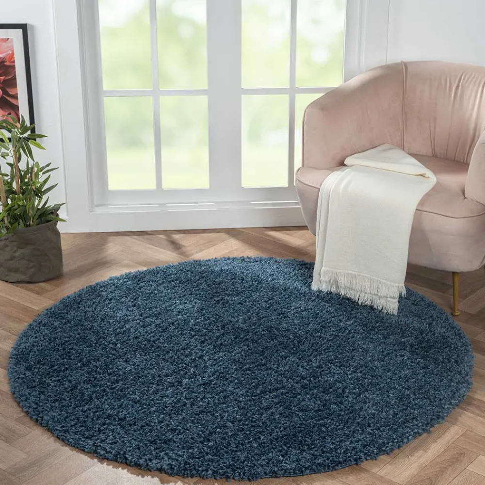 Dunkelblauer Shaggy Teppich Albert*Pharao24 Hot