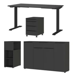 Dunkelgraues Büromöbelset Abby*Pharao24 Discount