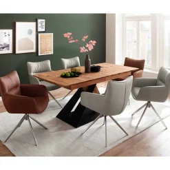 Esstischstuhl Set drehbar Dana Lederstühle|Esszimmersessel