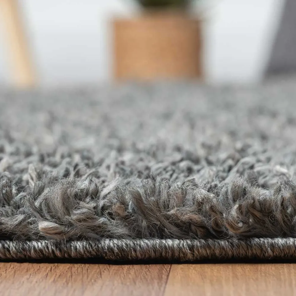 Grauer Hochflor Teppich Fachet*Pharao24 Outlet