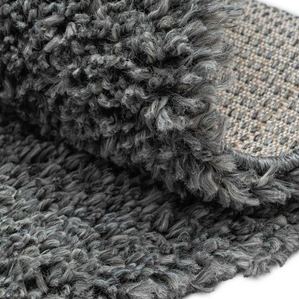 Grauer Hochflor Teppich Fachet*Pharao24 Outlet