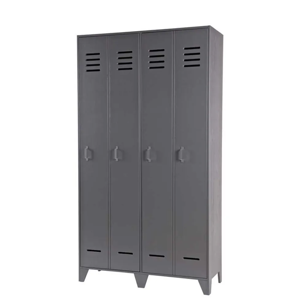 Grauer Spindschrank Leonora Massivholzmöbel|Drehtürenschränke