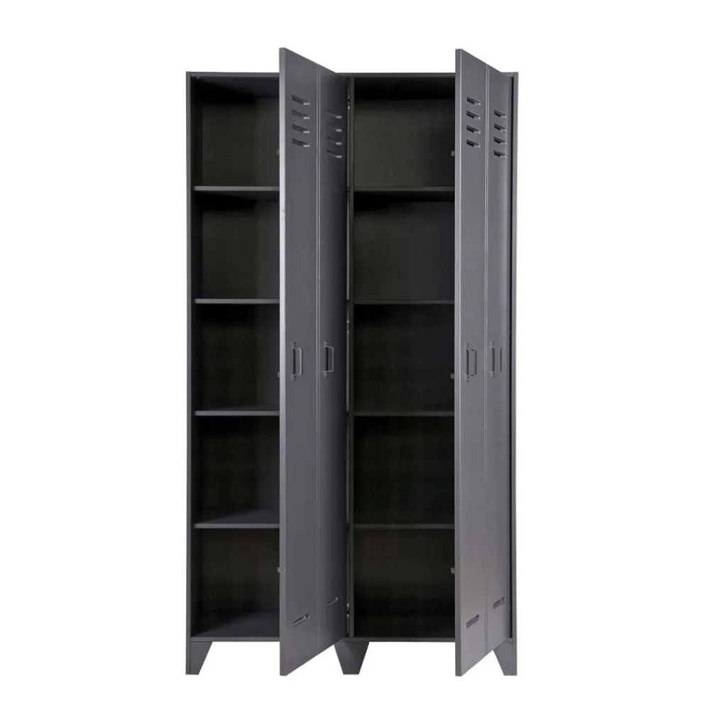 Grauer Spindschrank Leonora Massivholzmöbel|Drehtürenschränke