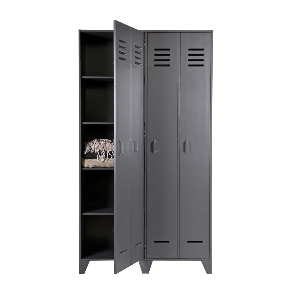 Grauer Spindschrank Leonora Massivholzmöbel|Drehtürenschränke