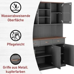 Clearance Großes Küchenbuffet Tibiun Massivholz Schränke|Esszimmerschränke