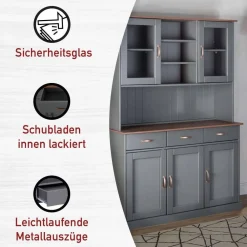 Clearance Großes Küchenbuffet Tibiun Massivholz Schränke|Esszimmerschränke