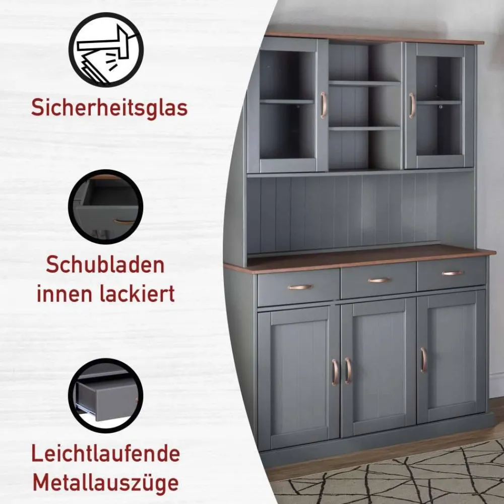 Clearance Großes Küchenbuffet Tibiun Massivholz Schränke|Esszimmerschränke