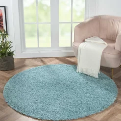 Hellblauer Hochflor Teppich Kairawan*Pharao24