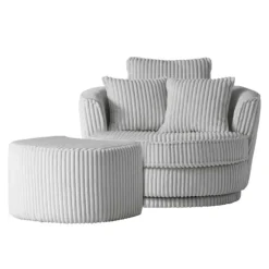 Clearance Hellgrauer Sessel mit Hocker Mirabal Wohnzimmer Sessel|Relaxsessel