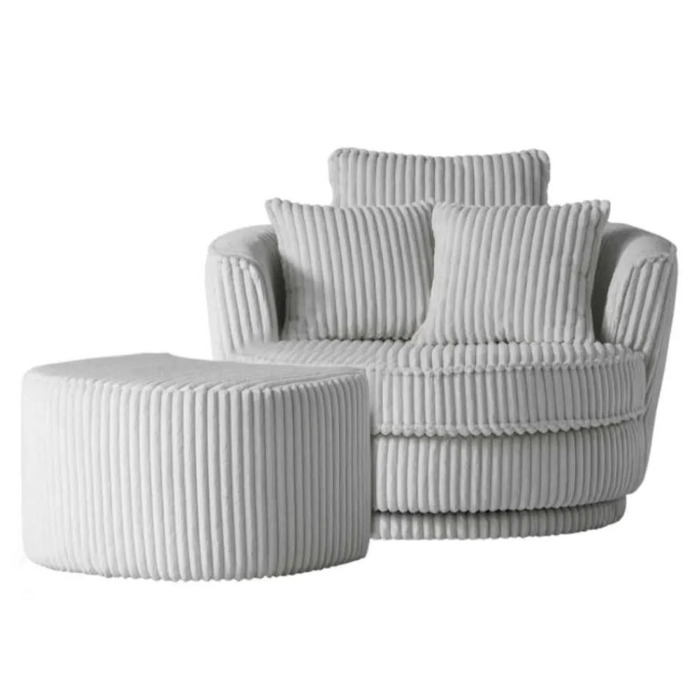 Clearance Hellgrauer Sessel mit Hocker Mirabal Wohnzimmer Sessel|Relaxsessel