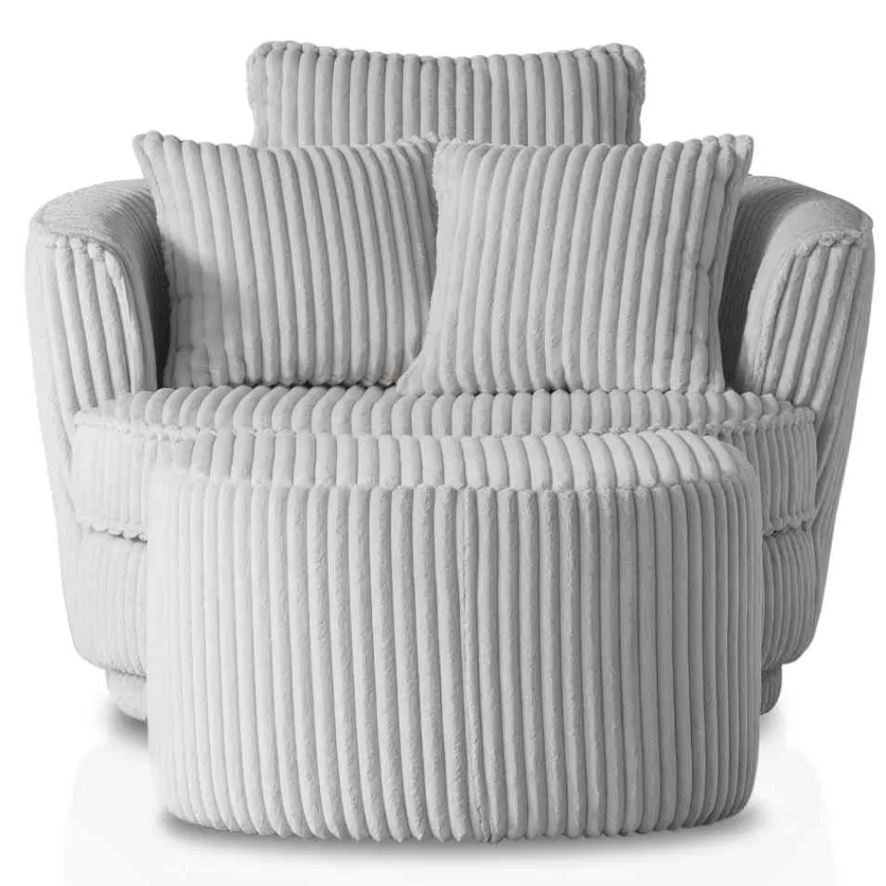 Clearance Hellgrauer Sessel mit Hocker Mirabal Wohnzimmer Sessel|Relaxsessel