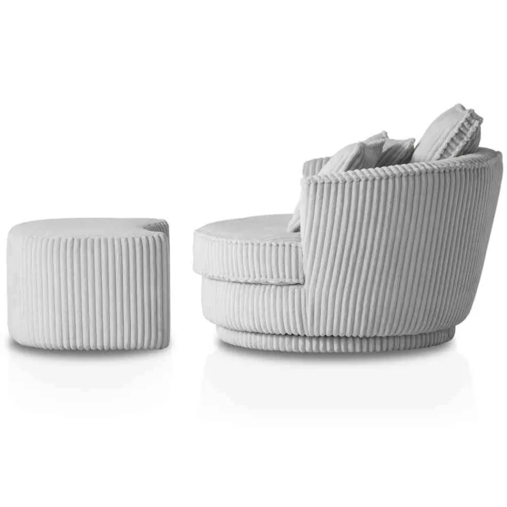 Clearance Hellgrauer Sessel mit Hocker Mirabal Wohnzimmer Sessel|Relaxsessel