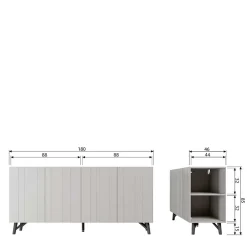 Hellgraues Sideboard Bosso*Pharao24 New