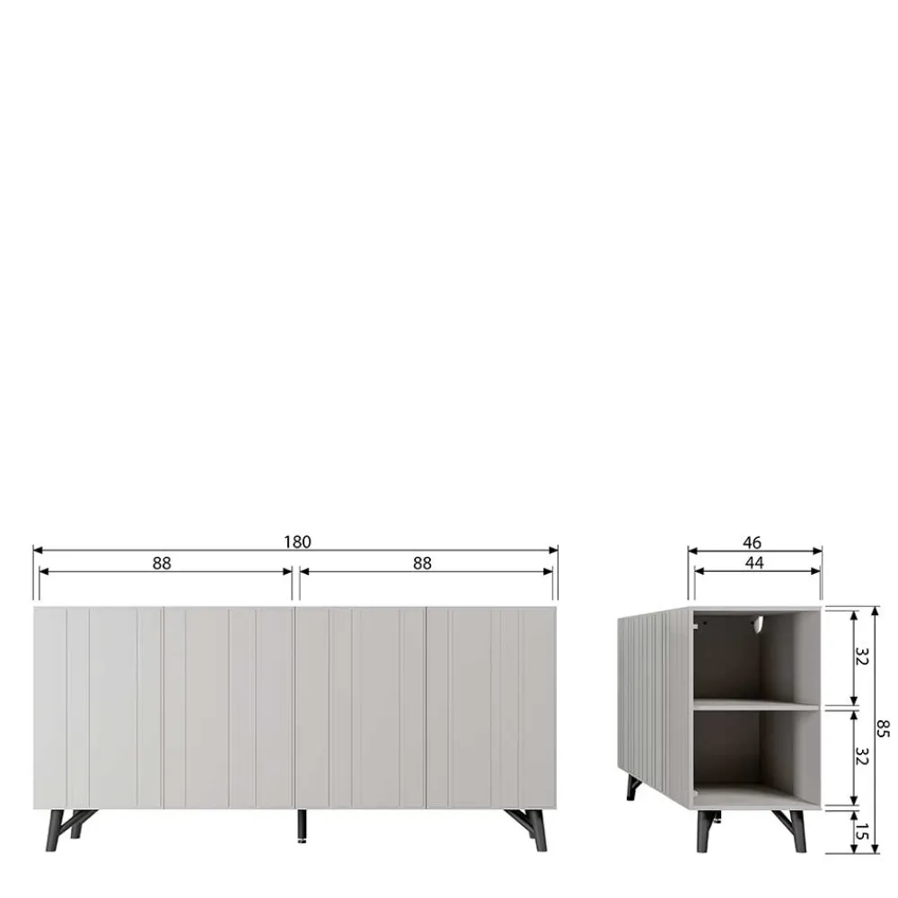 Hellgraues Sideboard Bosso*Pharao24 New