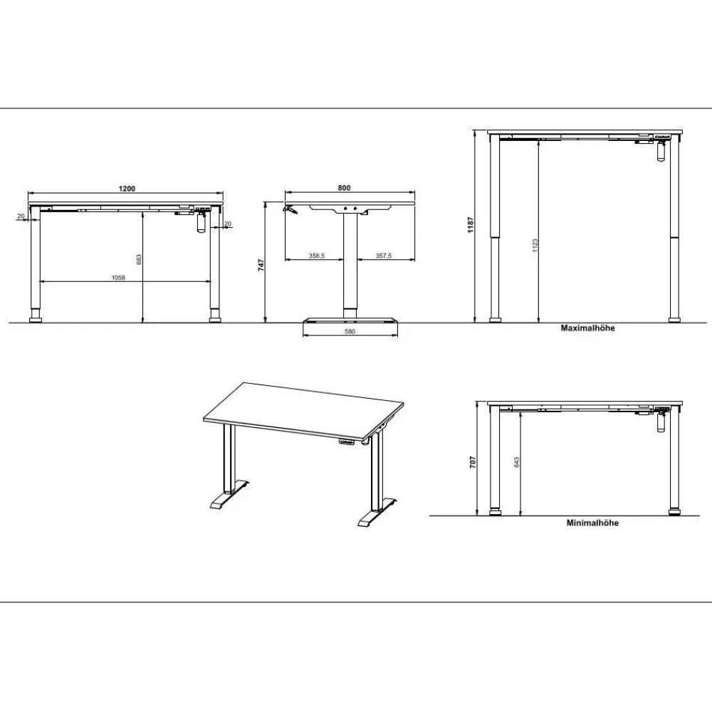 Höhenverstellbarer Schreibtisch Gordon*Pharao24 Discount