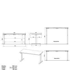 Höhenverstellbarer Schreibtisch Abby*Pharao24 New
