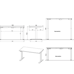 Outlet Höhenverstellbarer Schreibtisch Gowri Schreibtische