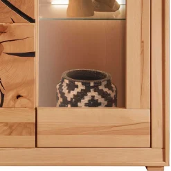 Outlet Highboard Vitrine Olmedo Massivholzmöbel|Wohnzimmerschrank