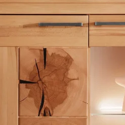 Outlet Highboard Vitrine Olmedo Massivholzmöbel|Wohnzimmerschrank