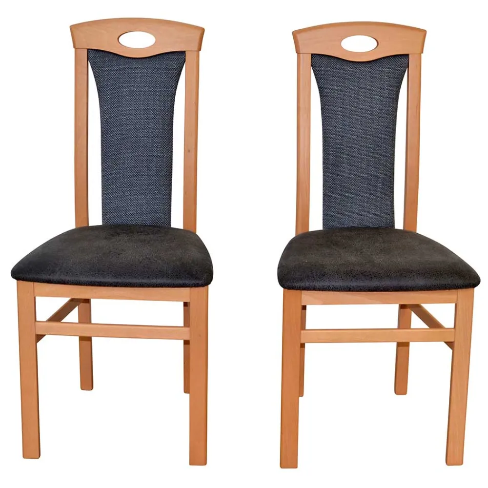 Outlet Holz Stühle mit Polster Louan Hochlehner|Lederstühle