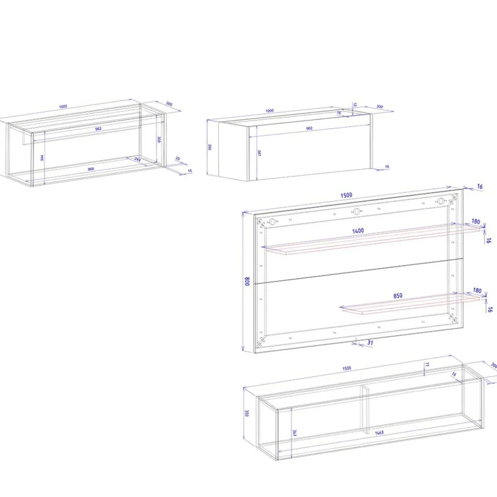 Hot Home Office Wohnzimmerwand Rascian Moderne Wohnwände|Wohnwand 350 Cm