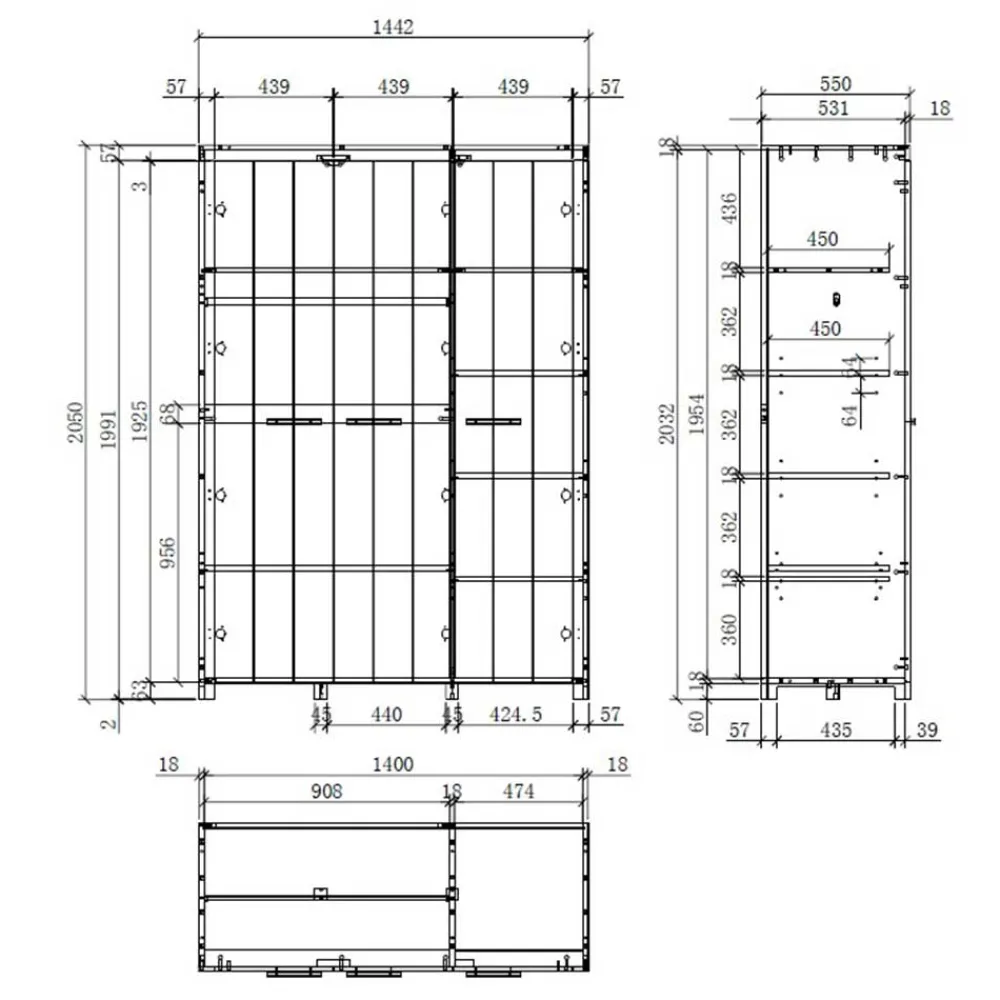 Kinderschrank 3 türig Demossa*Pharao24 Outlet
