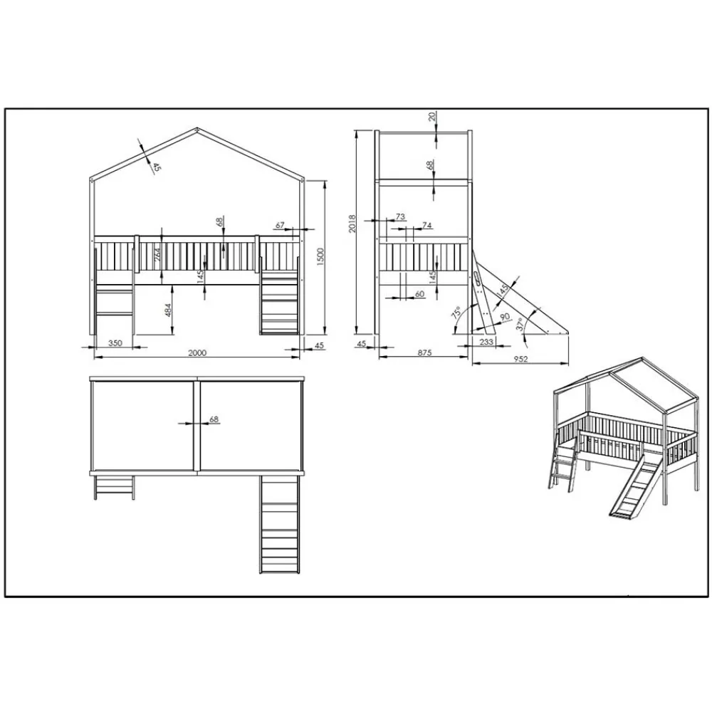 Kinderzimmerbett in Hausform Levirenas*Pharao24 New