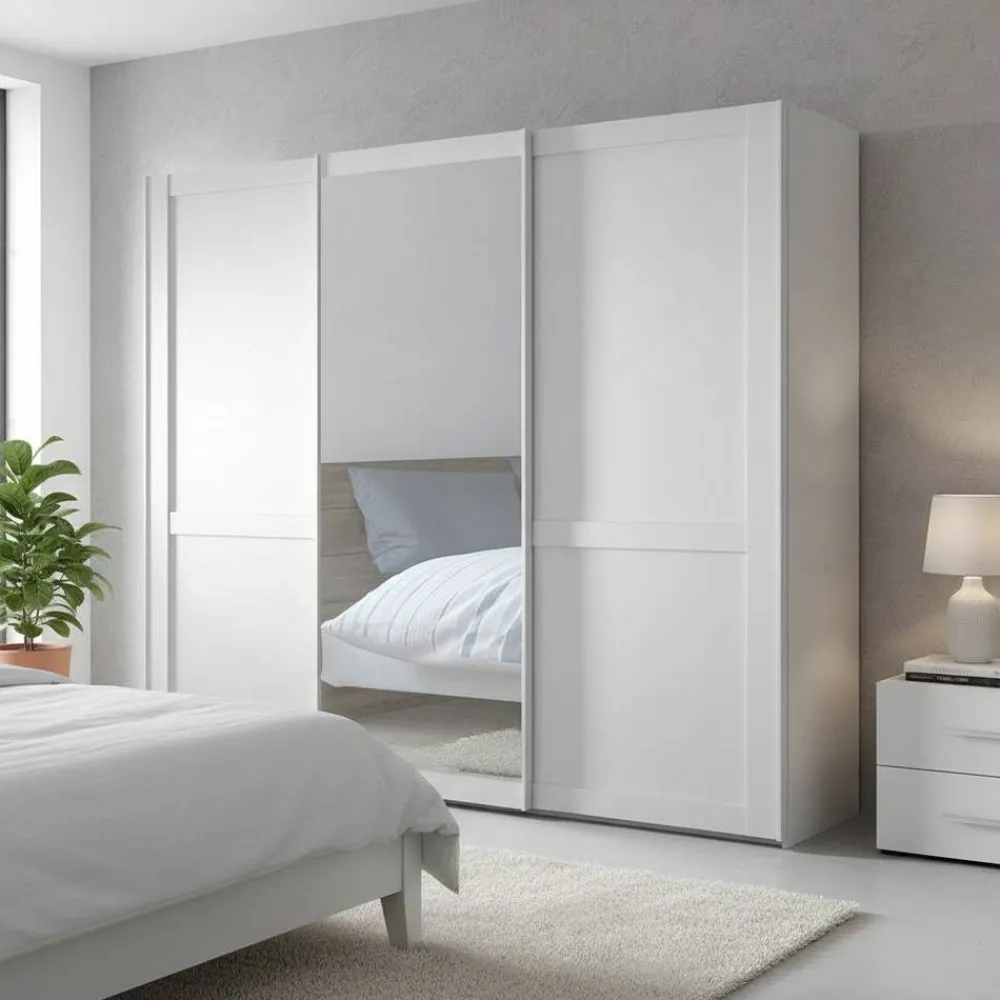 Kleiderschrank Schwebetüren weiß Tudana*Pharao24 Best