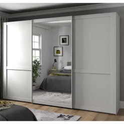 Kleiderschrank Schwebetüren weiß Tudana*Pharao24 Best