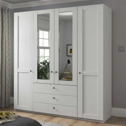 Clearance Kleiderschrank weiss Tudana Drehtürenschränke|Kleiderschränke