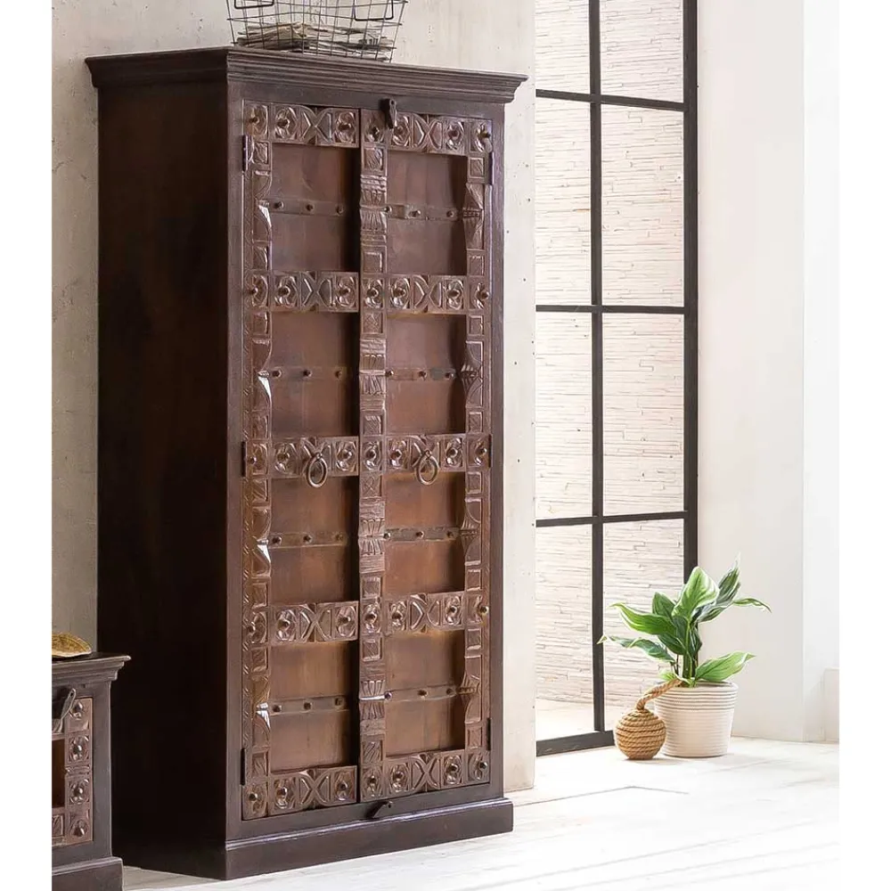 Discount Kolonial Schrank Mysore Wohnzimmervitrinen