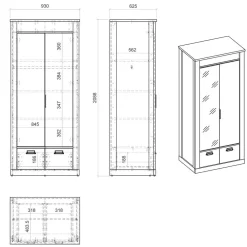 Outlet Landhaus Kleiderschrank Dionada Drehtürenschränke|Kleiderschränke