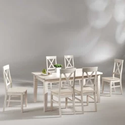 New Landhaus Sitzgruppe Megida Tisch Mit Stühlen|Esszimmer Sets