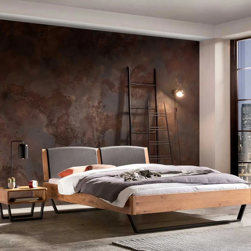 Sale Massivholz Bettgestell mit Polster Etienne Doppelbetten|Massivholzbetten