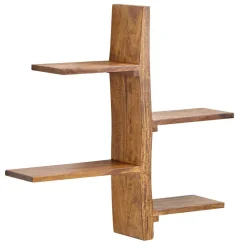 Outlet Massivholz Sheesham Regal Ulma Hängeregale|Wohnzimmerregale