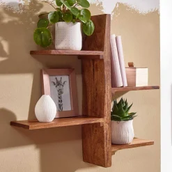 Outlet Massivholz Sheesham Regal Ulma Hängeregale|Wohnzimmerregale