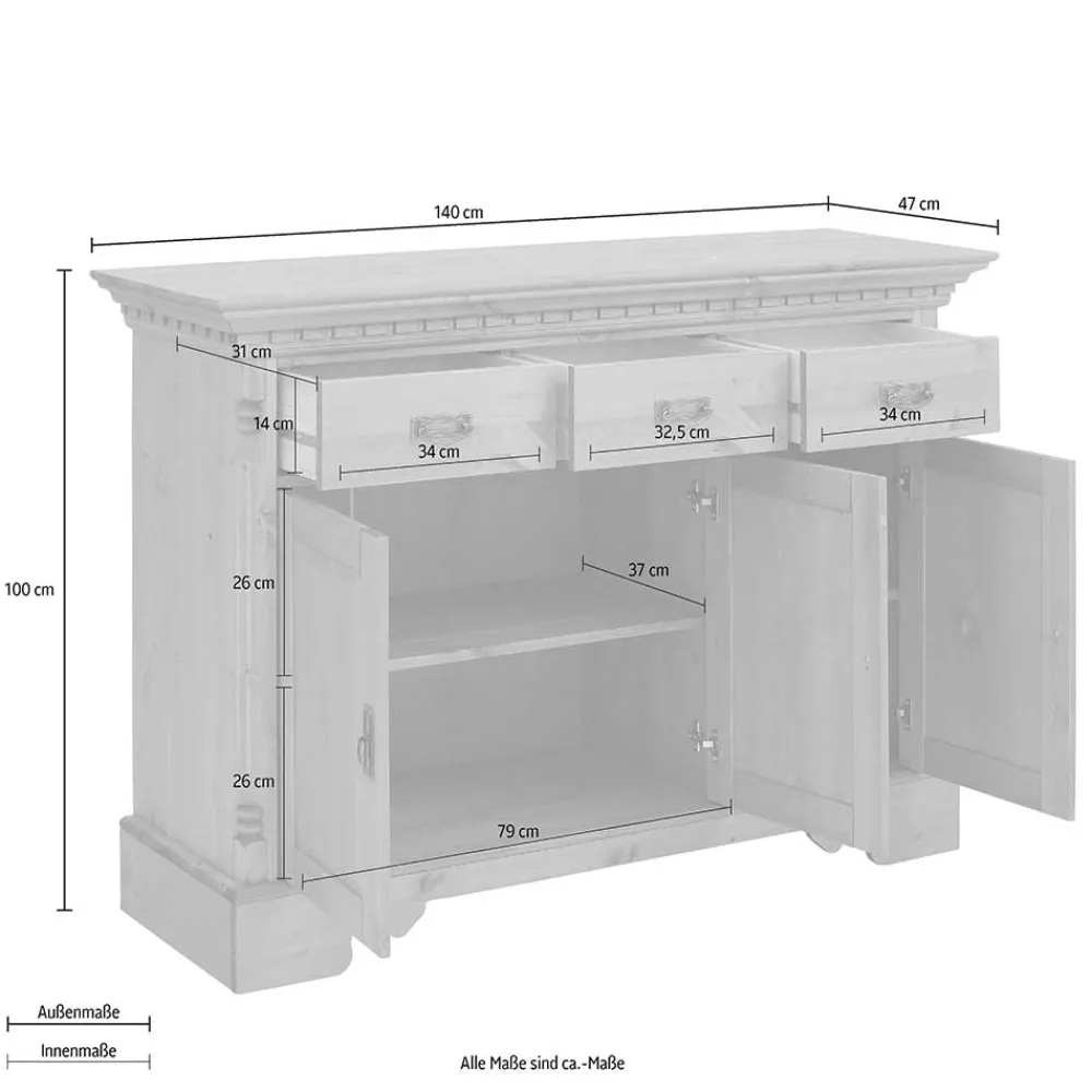 Massivholz Sideboard Vascires*Pharao24 Best